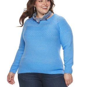 Plus Size EVRI Crewneck Pointelle Sweater